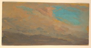 Disegno, cielo nuvoloso su montagne; verso: elevazione di un monumento, luglio 1865