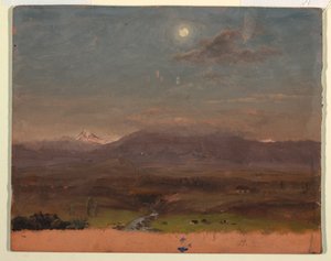 Disegno, Colombia o Ecuador, montagne, chiaro di luna, 1853 o 1857 da Frederic Edwin Church