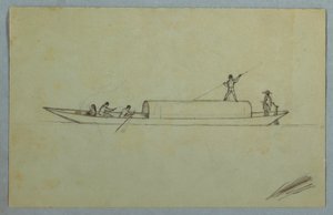 Disegno, canoa coperta, probabilmente sudamericana, 1853 o 1857 da Frederic Edwin Church