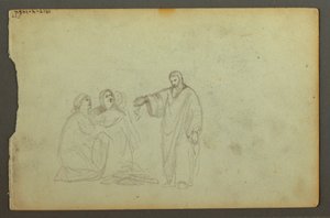 Disegno, Carro coperto, tre studi di donna, forse 1868