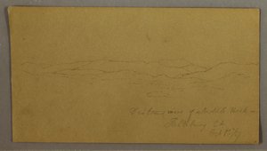 Disegno, Veduta distante del monte Saddleback, Maine, 1 ottobre 1867 da Frederic Edwin Church