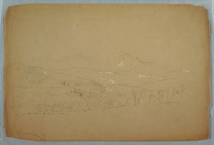 Disegno, vista distante del Katahdin da ovest, 1856 ca.