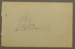 Disegno, edifici agricoli lontani, 1844
