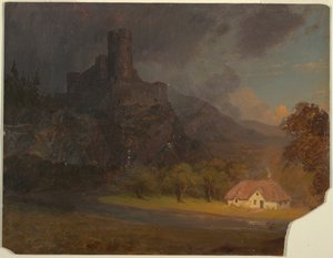 Disegno, Castello e cottage inglese, 1844 ca. da Frederic Edwin Church