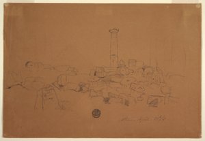 Disegno, Colonna caduta, Tempio di Zeus Olimpico, Atene, 24 aprile 1869 da Frederic Edwin Church