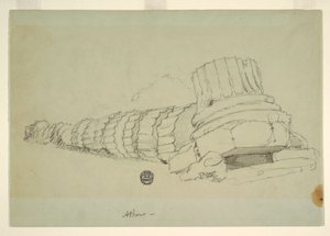 Disegno, Colonna caduta del Tempio di Zeus Olimpico, Atene, aprile 1869 da Frederic Edwin Church