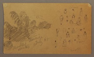 Disegno, figure, bambù al chiaro di luna, luglio 1865 da Frederic Edwin Church