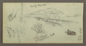 Disegno, collina, arbusto, figura, studi sul cammello, forse 1868 da Frederic Edwin Church