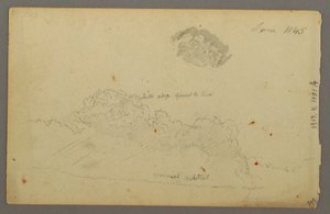 Disegno, campi di collina, 1844
