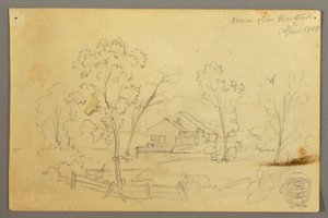 Disegno, Casa nel bosco presso un ruscello, aprile 1845 da Frederic Edwin Church