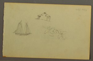 Disegno, Casa, barca a vela, pianta, settembre 1844
