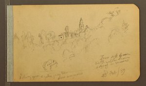 Disegno, case, campanile, 23 febbraio 1889 da Frederic Edwin Church