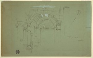 Disegno, interno del tempio di Mismiyeh, Siria, 28 aprile 1868