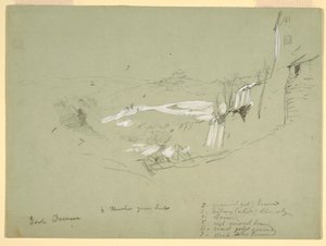 Disegno, Isola Farnese nella Campagna romana, Italia, maggio 1869