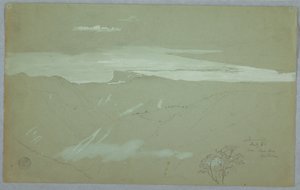 Disegno, Costa e cielo giamaicani visti da vicino al Capitano Kent, Bellevue, Giamaica, luglio 1865 da Frederic Edwin Church