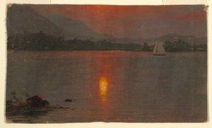Disegno, lago Millinocket, tramonto, 1870-80