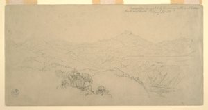 Disegno, Composizione di paesaggio: Suggerito dal paesaggio sulla strada tra Paso, Colombia e Quito, Ecuador, 26 agosto 1853. da Frederic Edwin Church