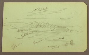 Disegno, Paesaggio, Toluca; verso: Montagna, Chiesa, 1883