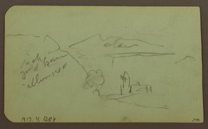 Disegno, Paesaggio, Toluca; verso: Montagna, Chiesa, 1883 da Frederic Edwin Church