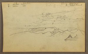 Disegno, Paesaggio; verso: Barca, Schizzi botanici, 1857 da Frederic Edwin Church