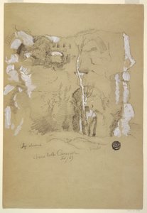Disegno, Paesaggio nei pressi delle Terme di Caracalla, Roma, febbraio 1869
