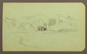 Disegno, Paesaggio con chiesa; verso: Paesaggio, 1883 da Frederic Edwin Church