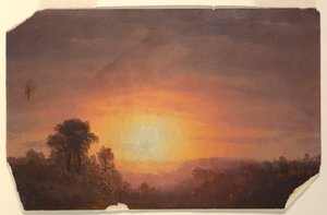 Disegno, Paesaggio con tramonto, 1860-70 da Frederic Edwin Church