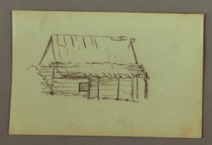 Disegno, capanna di tronchi, forse 1856 da Frederic Edwin Church