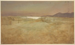 Disegno, sguardo da Olana, a sud-ovest attraverso la valle dell