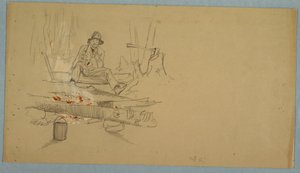 Disegno, Uomo in campeggio nel bosco, 1855 ca.