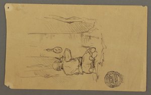 Disegno, Uomo che si fa la barba, visto da dietro, forse 1878 da Frederic Edwin Church
