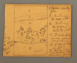 Disegno, prato, appunti, forse 1856