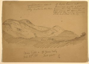 Disegno, Chiaro di luna nella valle di El Yumen, Arabia, 29 febbraio 1868 da Frederic Edwin Church