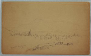 Disegno, "Mount Katahdin from the West" [Guardando a ovest verso il monte Katahdin], agosto 1852