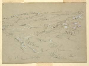 Disegno, Monte degli Ulivi, Betania, Siloam e Gerusalemme, Palestina [Betania e Silwan, Gerusalemme Est e Gerusalemme, Israele], 7 e 10 febbraio 1868 da Frederic Edwin Church