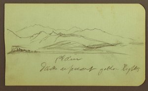 Disegno, Paesaggio montano; verso: Paesaggio montano, figura, 1883