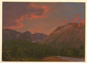 Disegno, Paesaggio montano al tramonto, 1865 da Frederic Edwin Church
