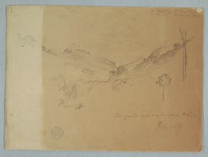 Disegno, Paesaggio montano vicino a Jorje, Ecuador, 23 luglio 1857 da Frederic Edwin Church