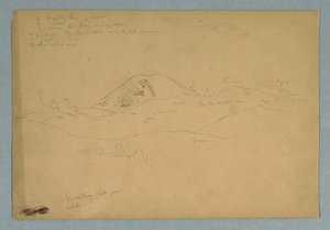 Disegno, picco montuoso, forse il Chimborazo, che si erge su tre catene montuose successive, Ecuador, 1857 da Frederic Edwin Church