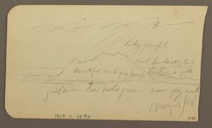 Disegno, picco di montagna; verso: catena montuosa, 1 maggio 1885