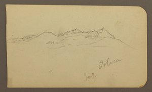 Disegno, Catena montuosa, Toluca; verso: Campanile, Catena montuosa, Toluca, 7 gennaio 1885
