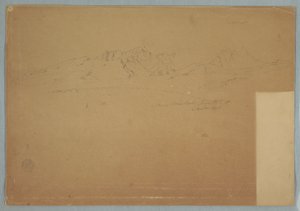 Disegno, catene montuose con cime aspre, vicino a Machachi, Ecuador, 19 giugno 1857