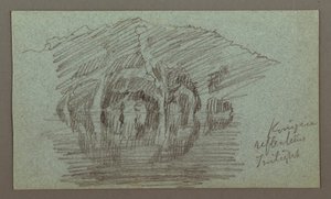 Disegno, la montagna e il suo riflesso sul lago, forse 1868 da Frederic Edwin Church