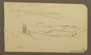 Disegno, Paesaggio montano, Toluca; verso: Montagna, Toluca, 20 aprile 1885