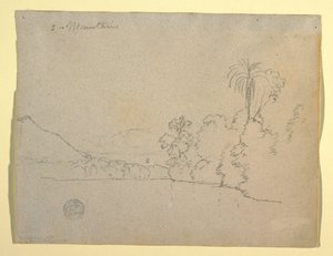 Disegno, sponda montuosa di una baia, Sud America, 1853
