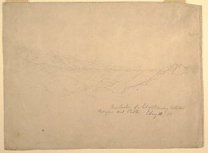 Disegno, Paesaggio montuoso tra Popayan e Pasto, Colombia, 13 agosto 1853 da Frederic Edwin Church