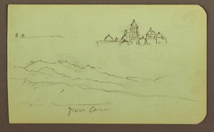 Disegno, Montagne, Chiesa; verso: Figure, Chiesa, 1883 da Frederic Edwin Church