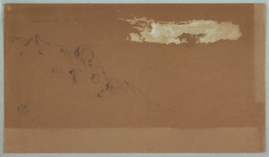 Disegno, Montagne vicino a Mocho, Ecuador, probabilmente con il monte Chimoborazo incorniciato dalle nuvole, 16 giugno 1857 da Frederic Edwin Church