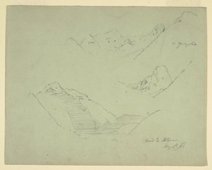 Disegno, Montagne vicino ad Abtenau, Salzkammergut, 5 agosto 1868 da Frederic Edwin Church