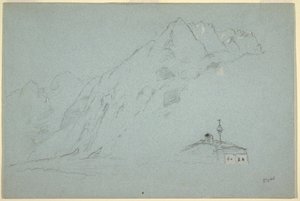 Disegno, Montagne vicino ad Abtenau. Salzkammergut, 5 agosto 1868 da Frederic Edwin Church